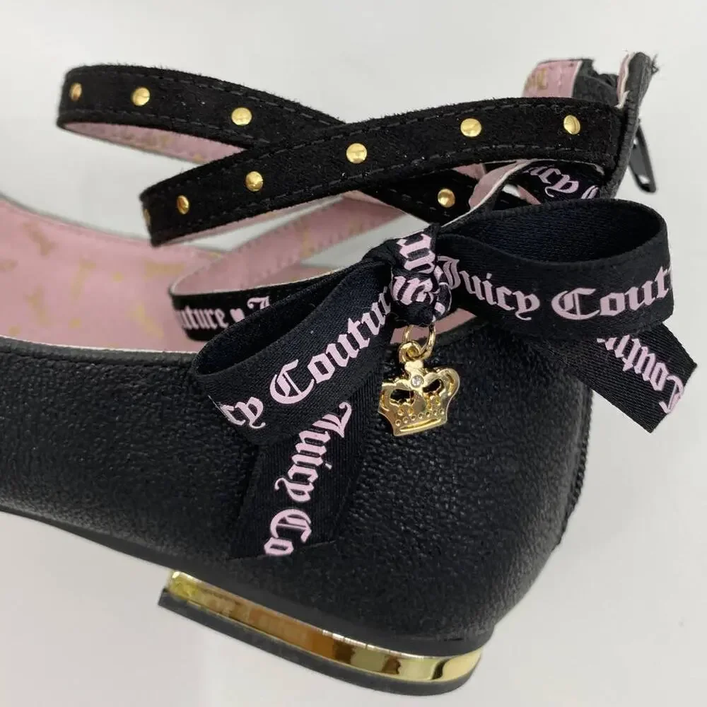 Juicy Couture Girls Santa Barbara Flat Gold Black Shoes NEW Size: 5